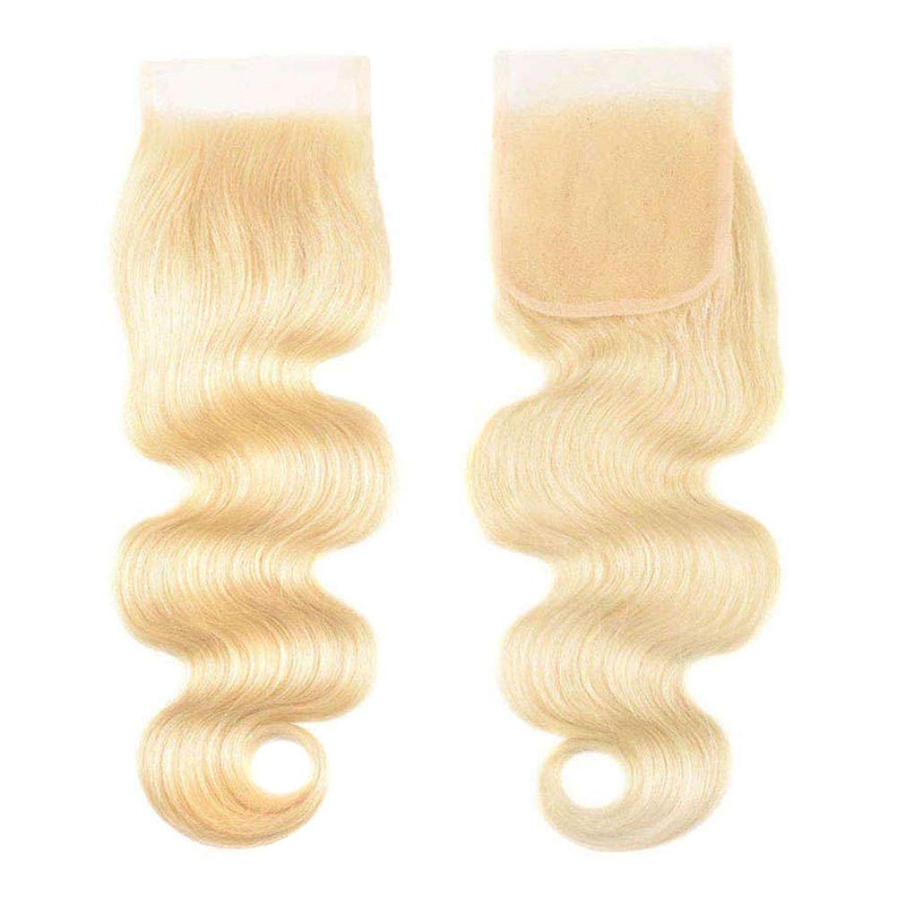 Blonde Body Wave Hair 3 Bundles with Transparent Lace Closure (12 14 16+10")