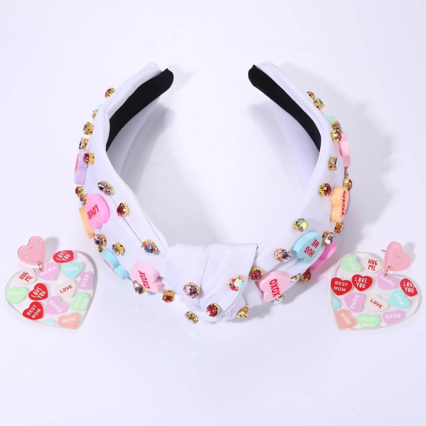 Heart Jeweled words Knotted Headband - GUDTINGZZHAIR