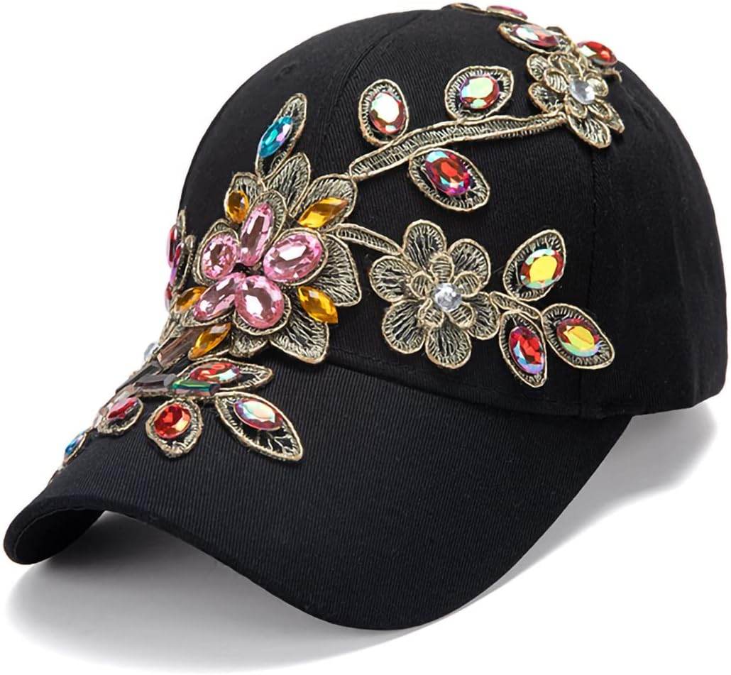 Multi-Color Rhinestone Baseball Cap Bling Denim - GUDTINGZZHAIR