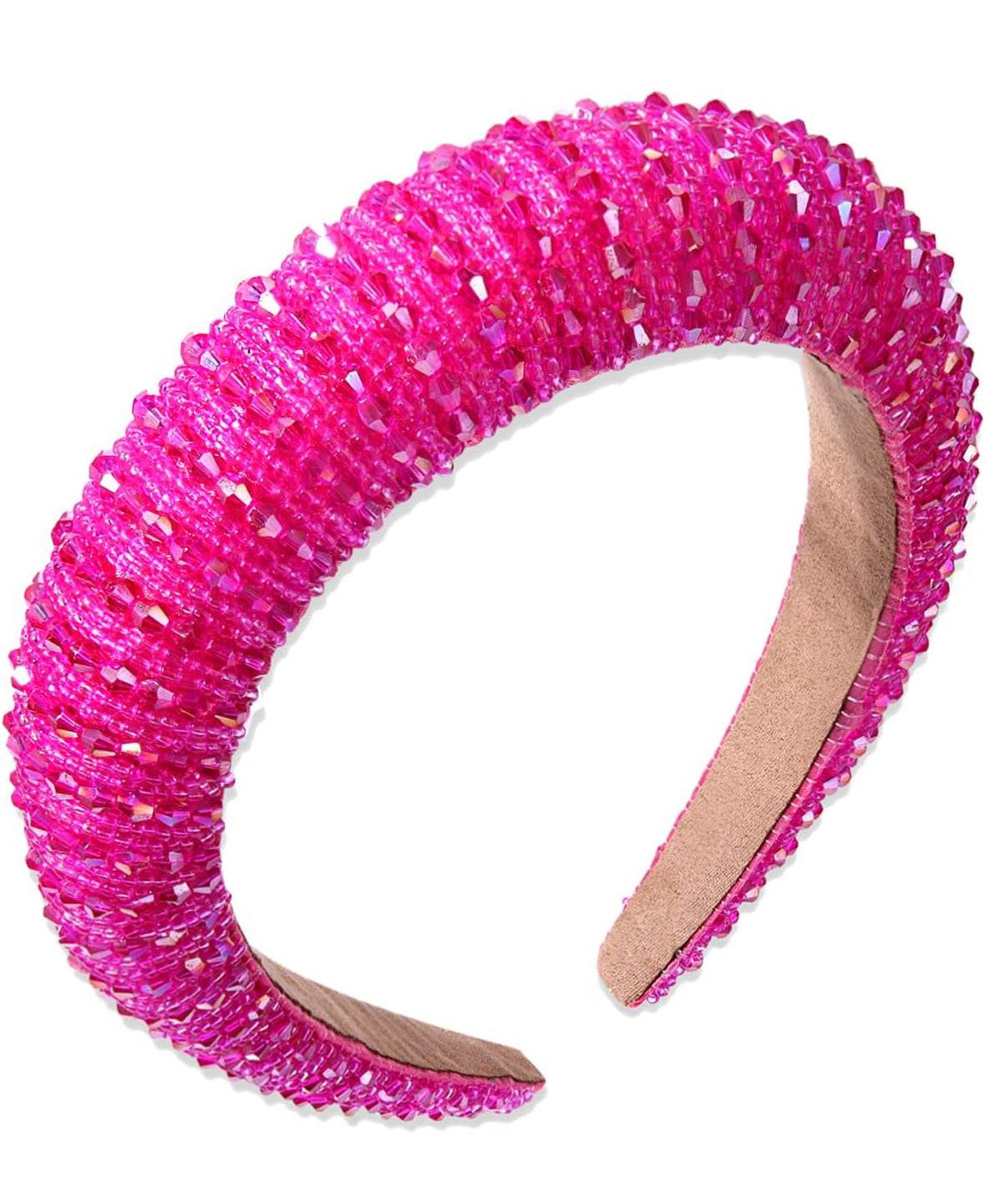 Hot Pink Headband Crystal Rhinestone Padded - GUDTINGZZHAIR
