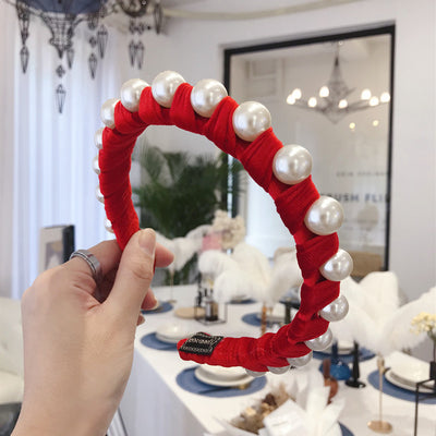 Queen's Pearl-Wrapped Broad-Brimmed Headband