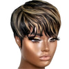 Ombre Pixie Cut Wig with Bangs Layered