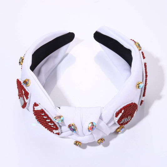 Football Knotted Headband Jeweled Rhinestone - GUDTINGZZHAIR 