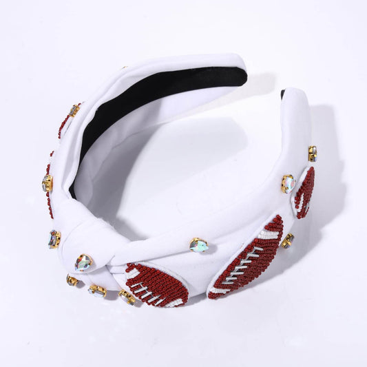 Football Knotted Headband Jeweled Rhinestone - GUDTINGZZHAIR 