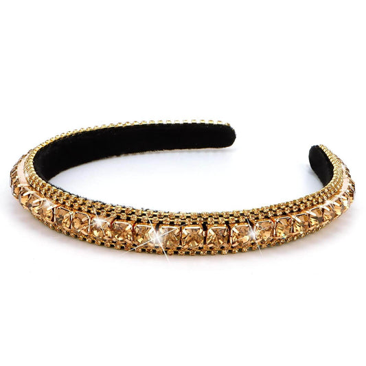 Coffee Gold Rhinestone Headband - GUDTINGZZHAIR 