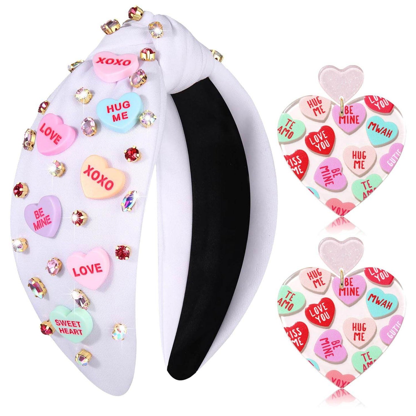 Heart Jeweled words Knotted Headband - GUDTINGZZHAIR 