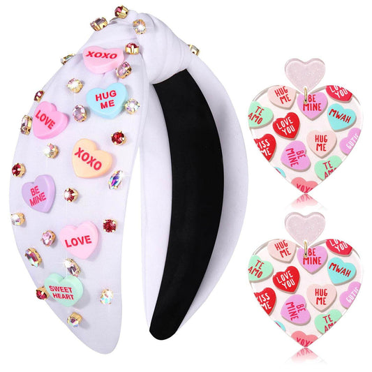 Heart Jeweled words Knotted Headband - GUDTINGZZHAIR 