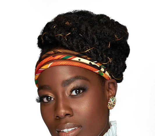 3 Strand Headband | Orange Kente | Headband | African Hair Band