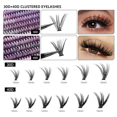 12 Rows Of 30D & 40D Clusters Lashes Set
